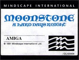 Top of cartridge artwork for Moonstone - A Hard Days Knight on the Commodore Amiga.