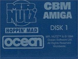 Top of cartridge artwork for Mr. Nutz: Hoppin' Mad on the Commodore Amiga.