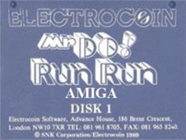 Top of cartridge artwork for Mr Do! Run Run on the Commodore Amiga.