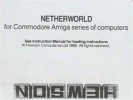 Top of cartridge artwork for Netherworld on the Commodore Amiga.