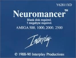Top of cartridge artwork for Neuromancer on the Commodore Amiga.