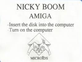 Top of cartridge artwork for Nicky Boom on the Commodore Amiga.