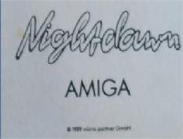Top of cartridge artwork for Nightdawn on the Commodore Amiga.