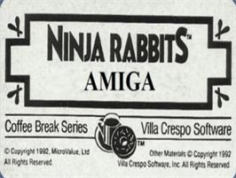 Top of cartridge artwork for Ninja Rabbits on the Commodore Amiga.