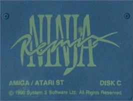 Top of cartridge artwork for Ninja Remix on the Commodore Amiga.