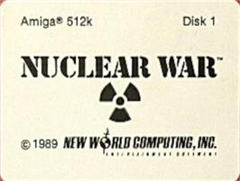 Top of cartridge artwork for Nuclear War on the Commodore Amiga.