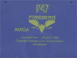 Top of cartridge artwork for P47 Thunderbolt on the Commodore Amiga.