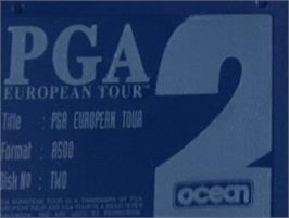 Top of cartridge artwork for PGA European Tour on the Commodore Amiga.