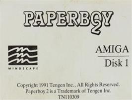 Top of cartridge artwork for Paperboy 2 on the Commodore Amiga.