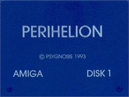 Top of cartridge artwork for Perihelion on the Commodore Amiga.