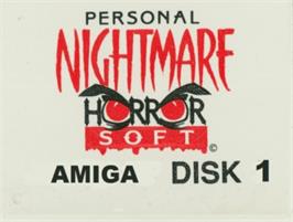 Top of cartridge artwork for Personal Nightmare on the Commodore Amiga.