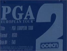 Top of cartridge artwork for Pga European Tour on the Commodore Amiga.