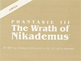 Top of cartridge artwork for Phantasie 3 - The Wrath Of Nikademus on the Commodore Amiga.