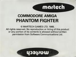 Top of cartridge artwork for Phantom Fighter on the Commodore Amiga.