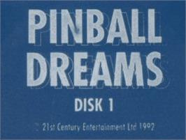 Top of cartridge artwork for Pinball Dreams on the Commodore Amiga.