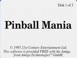 Top of cartridge artwork for Pinball Mania on the Commodore Amiga.