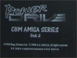 Top of cartridge artwork for Power Drive on the Commodore Amiga.