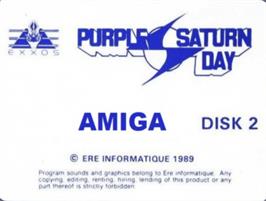 Top of cartridge artwork for Purple Saturn Day on the Commodore Amiga.