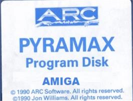 Top of cartridge artwork for Pyramax on the Commodore Amiga.