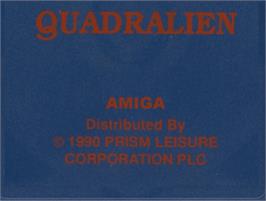 Top of cartridge artwork for Quadralien on the Commodore Amiga.