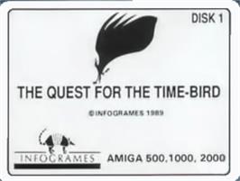 Top of cartridge artwork for Quest For The Time-bird, The on the Commodore Amiga.