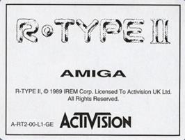 Top of cartridge artwork for R-Type II on the Commodore Amiga.