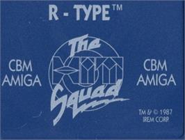 Top of cartridge artwork for R-type on the Commodore Amiga.
