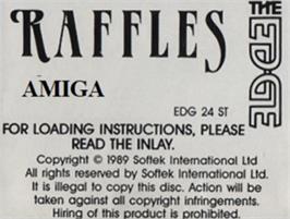 Top of cartridge artwork for Raffles on the Commodore Amiga.