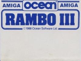 Top of cartridge artwork for Rambo 3 on the Commodore Amiga.