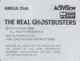 Top of cartridge artwork for Real Ghostbusters, The on the Commodore Amiga.