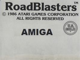 Top of cartridge artwork for RoadBlasters on the Commodore Amiga.