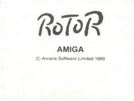 Top of cartridge artwork for Rotor on the Commodore Amiga.