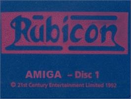Top of cartridge artwork for Rubicon on the Commodore Amiga.