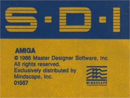 Top of cartridge artwork for S.D.I. on the Commodore Amiga.