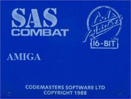 Top of cartridge artwork for SAS Combat Simulator on the Commodore Amiga.