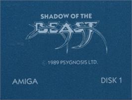 Top of cartridge artwork for Shadow Of The Beast on the Commodore Amiga.