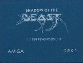 Top of cartridge artwork for Shadow of the Beast on the Commodore Amiga.