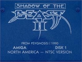 Top of cartridge artwork for Shadow of the Beast 2 on the Commodore Amiga.