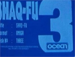 Top of cartridge artwork for Shaq Fu on the Commodore Amiga.