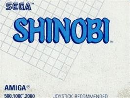 Top of cartridge artwork for Shinobi on the Commodore Amiga.