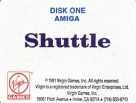 Top of cartridge artwork for Shuttle - The Space Flight Simulator on the Commodore Amiga.