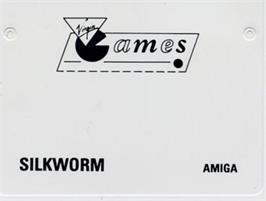 Top of cartridge artwork for Silk Worm on the Commodore Amiga.