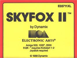 Top of cartridge artwork for Skyfox 2 - The Cygnus Conflict on the Commodore Amiga.