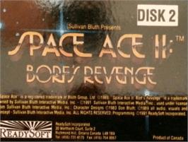 Top of cartridge artwork for Space Ace II: Borf's Revenge on the Commodore Amiga.