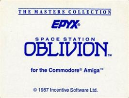 Top of cartridge artwork for Space Station on the Commodore Amiga.