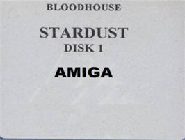 Top of cartridge artwork for Stardust on the Commodore Amiga.