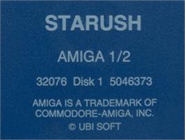 Top of cartridge artwork for Starush on the Commodore Amiga.