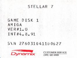 Top of cartridge artwork for Stellar 7 on the Commodore Amiga.