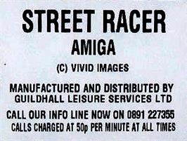 Top of cartridge artwork for Street Racer on the Commodore Amiga.