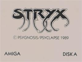 Top of cartridge artwork for Stryx on the Commodore Amiga.